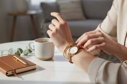 Deanna ~ Gold Bangle Beaded Bracelet