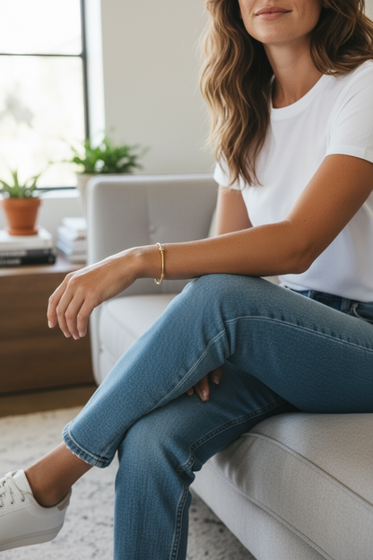 Deanna ~ Gold Bangle Beaded Bracelet