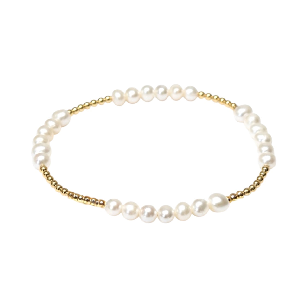 Margaret ~ Gold Alternating Pearl Pattern 4.5mm | 2.5mm Beaded Bracelet