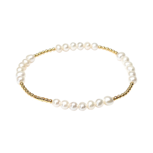 Margaret ~ Gold Alternating Pearl Pattern 4.5mm | 2.5mm Beaded Bracelet