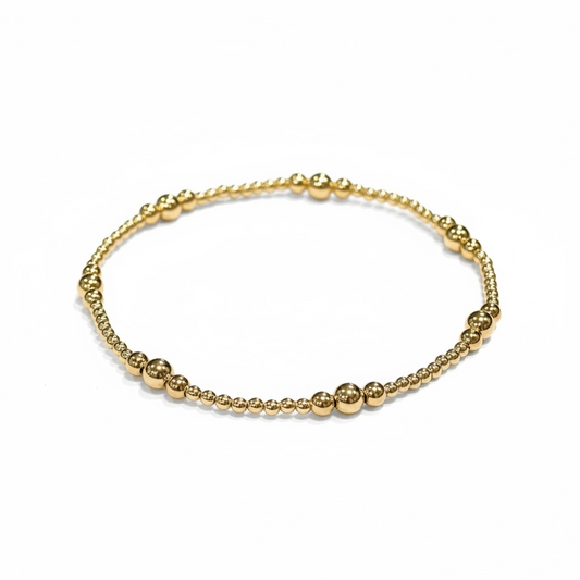 Tabitha ~ Gold 4mm |3mm | 2mm Alternating Patter Beaded Bracelet