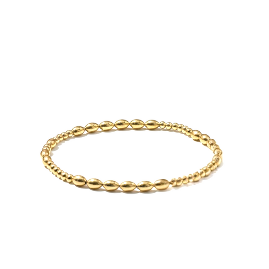 Shelby ~ Gold Rice 5mm | 2.5mm Alternating Pattern Beaded Bracelet