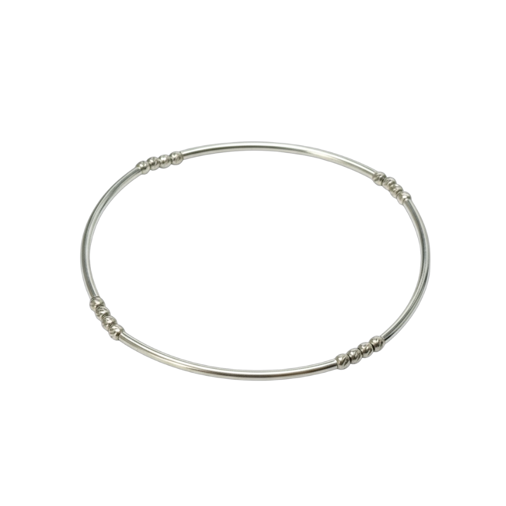 Sterling Silver Bangle Beaded Bracelet ~ Moon Cut 2.5mm ~ Reese