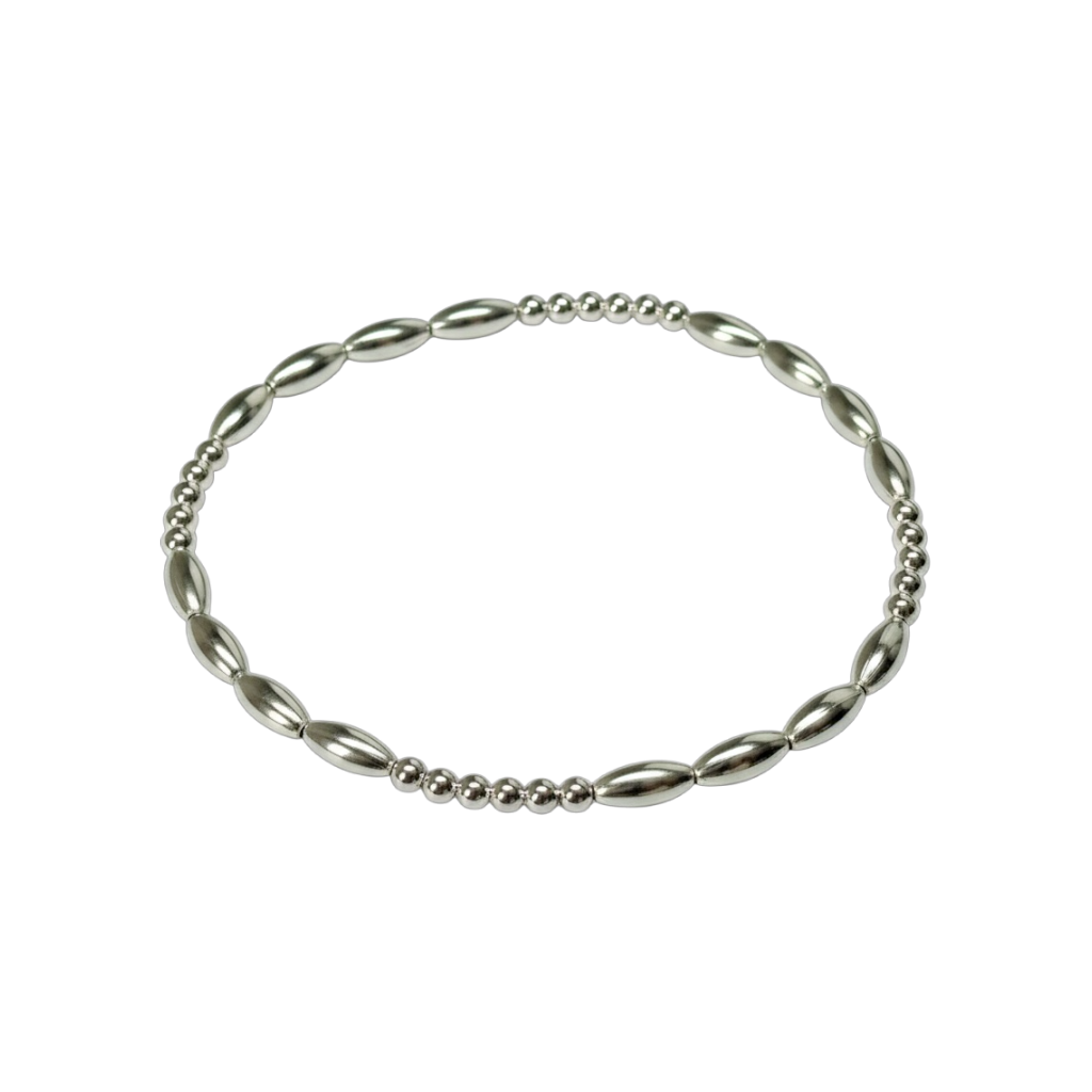 Sterling Silver Beaded Bracelet ~ Rice Bead 7mm | 2.5mm ~ Lilli