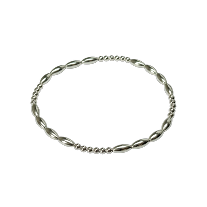 Sterling Silver Beaded Bracelet ~ Rice Bead 7mm | 2.5mm ~ Lilli