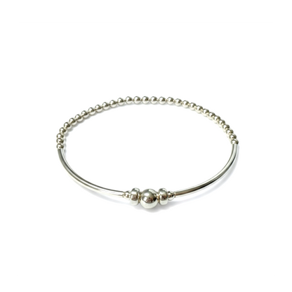 Sterling Silver Bangle Beaded Bracelet ~ Elegant