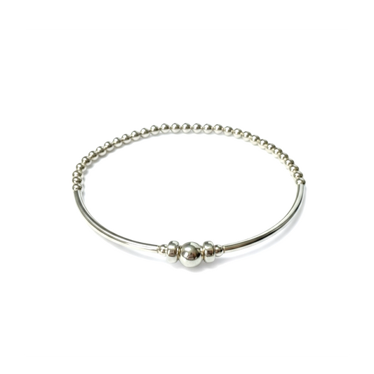 Sterling Silver Bangle Beaded Bracelet ~ Elegant
