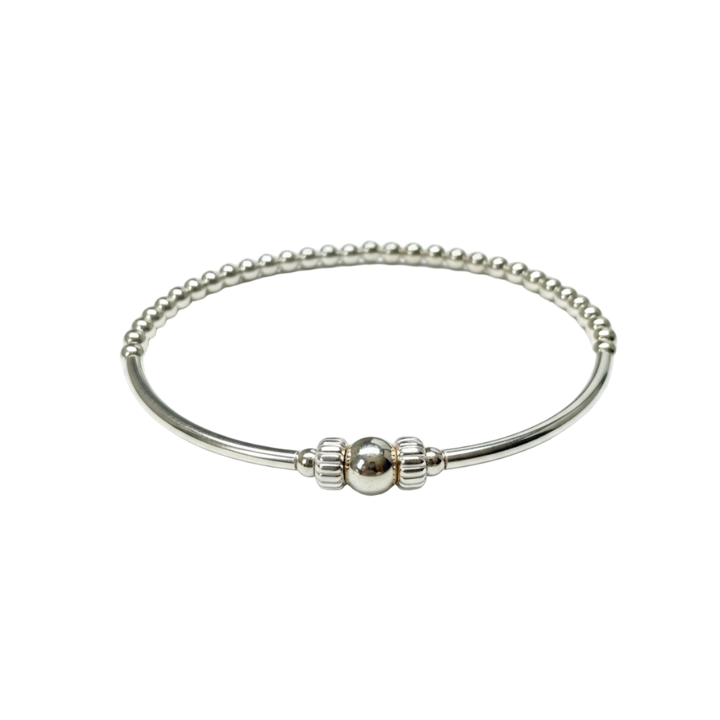 Sterling Silver Bangle Beaded Bracelet ~ Elegance