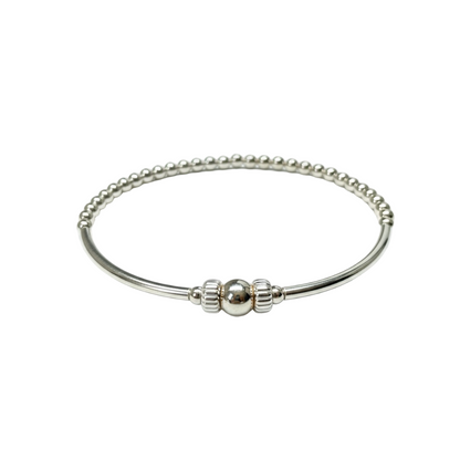 Sterling Silver Bangle Beaded Bracelet ~ Elegance