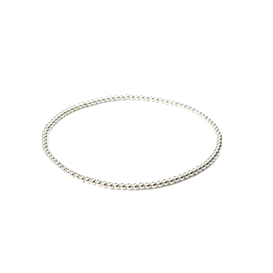 Michaela ~ Classic Sterling Silver 2mm Beaded Bracelet