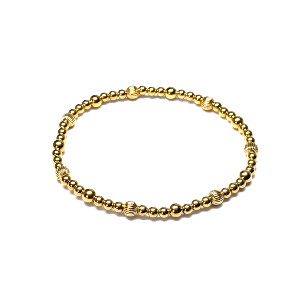 Maddy ~ Gold Corrugated 4mm |2.5mm Alternating Pattern Beaded Bracelet