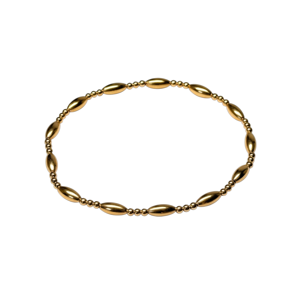 Ariana ~ Gold Rice 7mm | 2mm Triple Pattern Beaded Bracelet