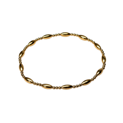 Ariana ~ Gold Rice 7mm | 2mm Triple Pattern Beaded Bracelet