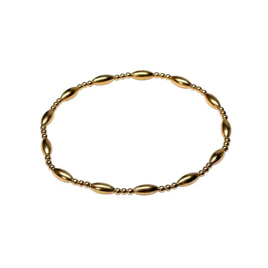 Ariana ~ Gold Rice 7mm | 2mm Triple Pattern Beaded Bracelet