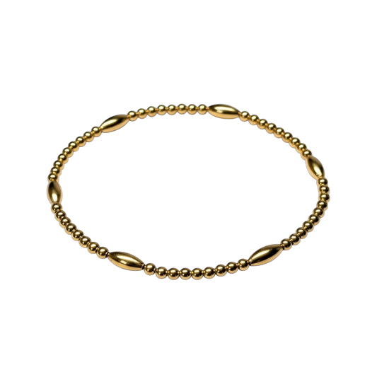 Kailyn ~ Gold Rice 7mm | 2mm Beaded Bracelet