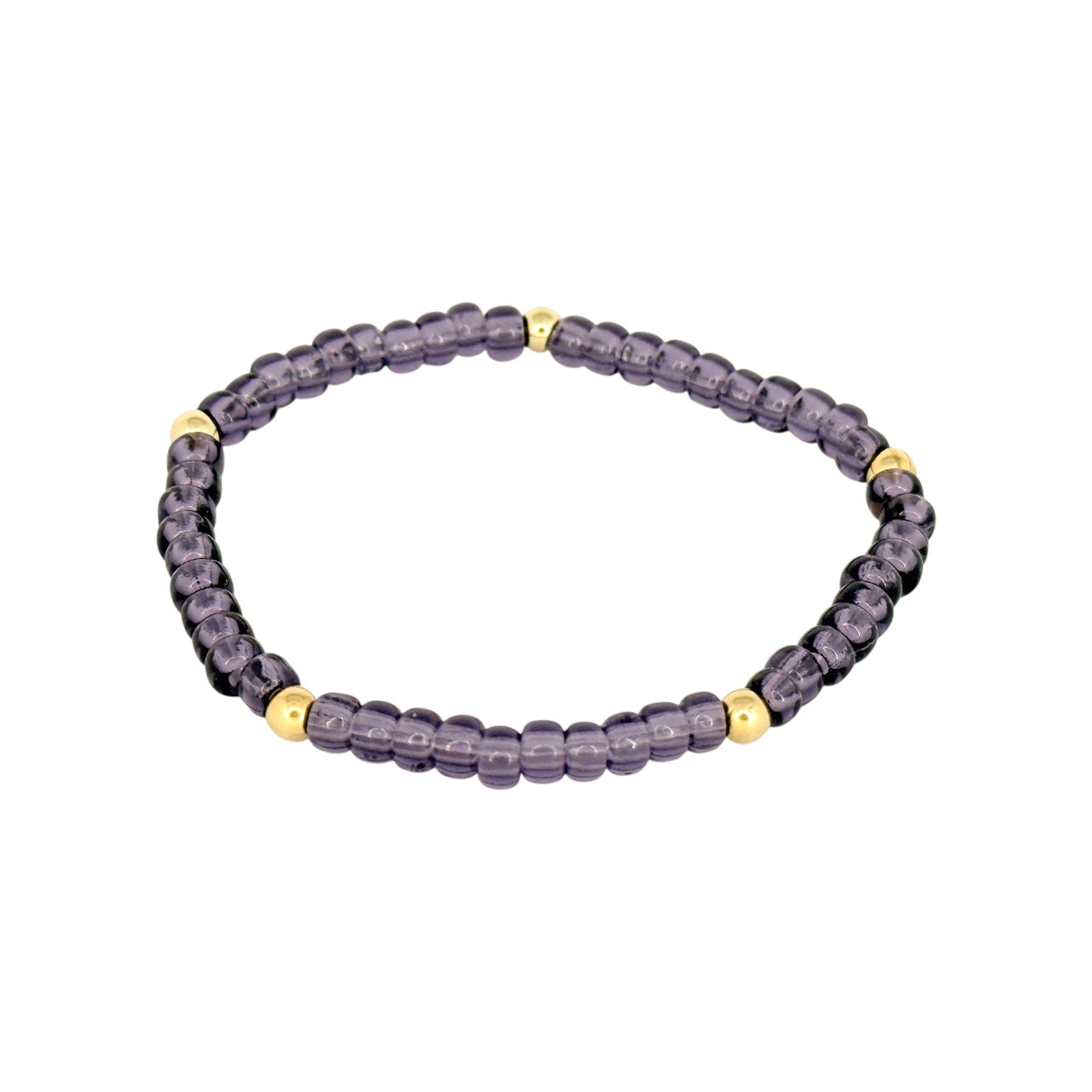 Amethyst ~ Gold 4mm |Miyuki Seed 4mm Beaded Bracelet Set