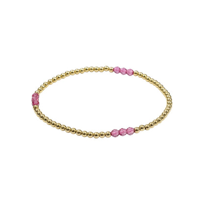 Birthstone ~ Swarovski Crystal 3mm | Gold 2.5mm Beaded Bracelet