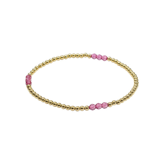 Birthstone ~ Swarovski Crystal 3mm | Gold 2.5mm Beaded Bracelet
