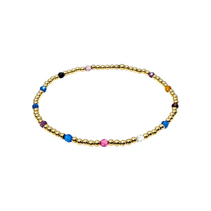 Birthstone ~ Swarovski Crystal 3mm | Gold 2.5mm Beaded Bracelet