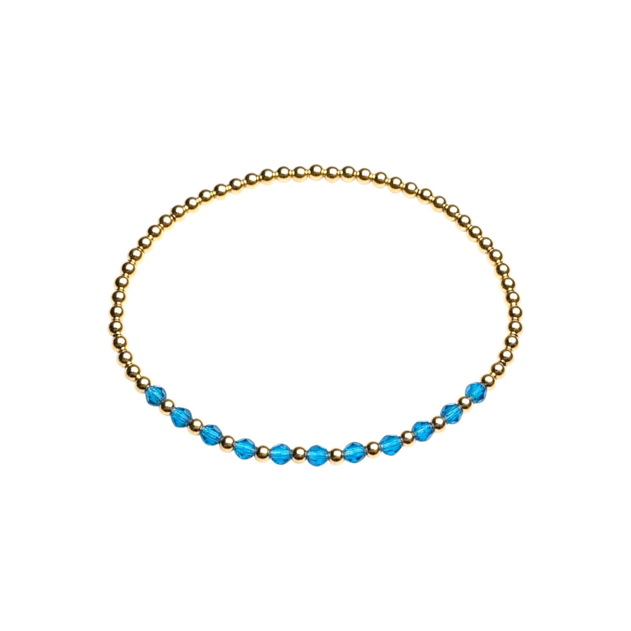 Birthstone ~ Swarovski  Crystal 3mm | Gold 2.5mm Gold Beaded Bracelet