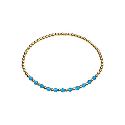 Birthstone ~ Swarovski  Crystal 3mm | Gold 2.5mm Gold Beaded Bracelet