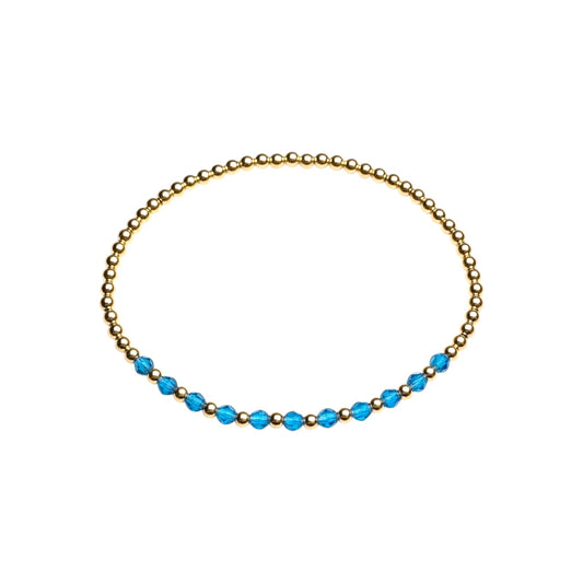 Birthstone ~ Swarovski Crystal 3mm | Gold 2.5mm Beaded Bracelet