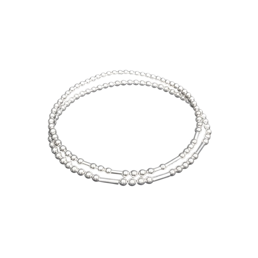 Sterling Silver Beaded Bracelet ~ 3mm | 2mm ~ Single Bracelet ~ Morse Code