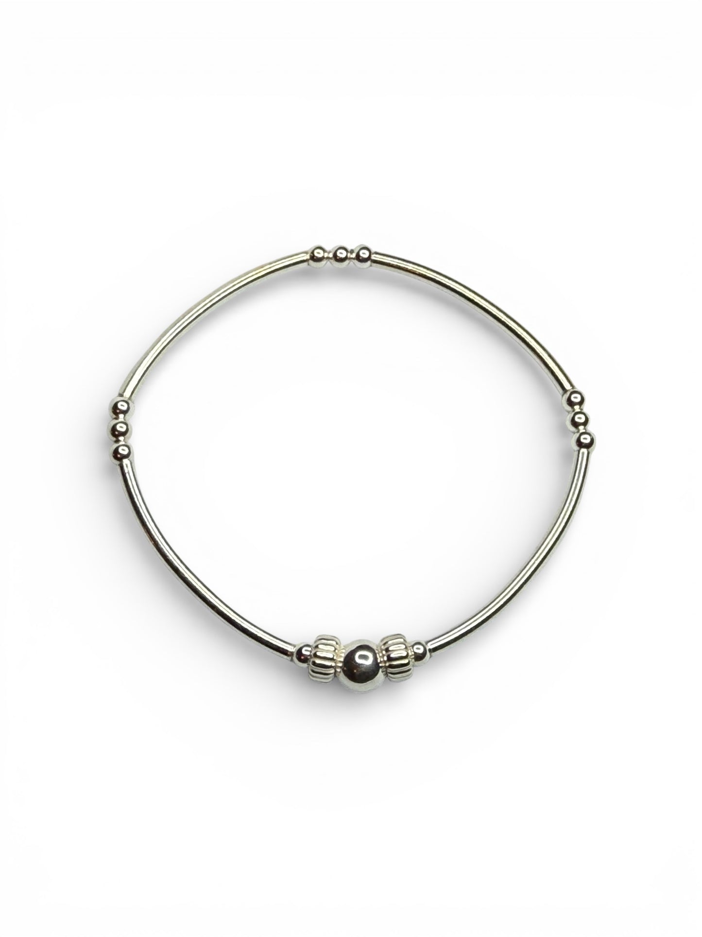 Sterling Silver Bangle Beaded Bracelet ~ Tina