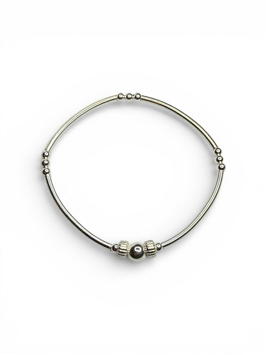 Sterling Silver Bangle Beaded Bracelet ~ Tina