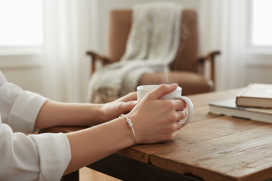 Sterling Silver Bangle Beaded Bracelet ~ Tina