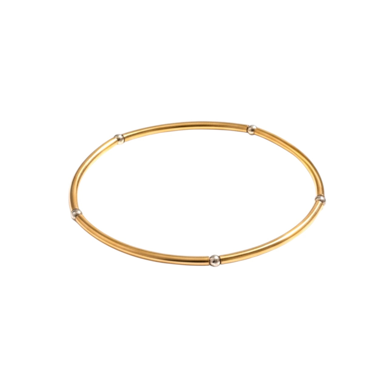 Mixed Metal Beaded Bangle Bracelet ~ Gold | Sterling Silver 3mm ~ Elana
