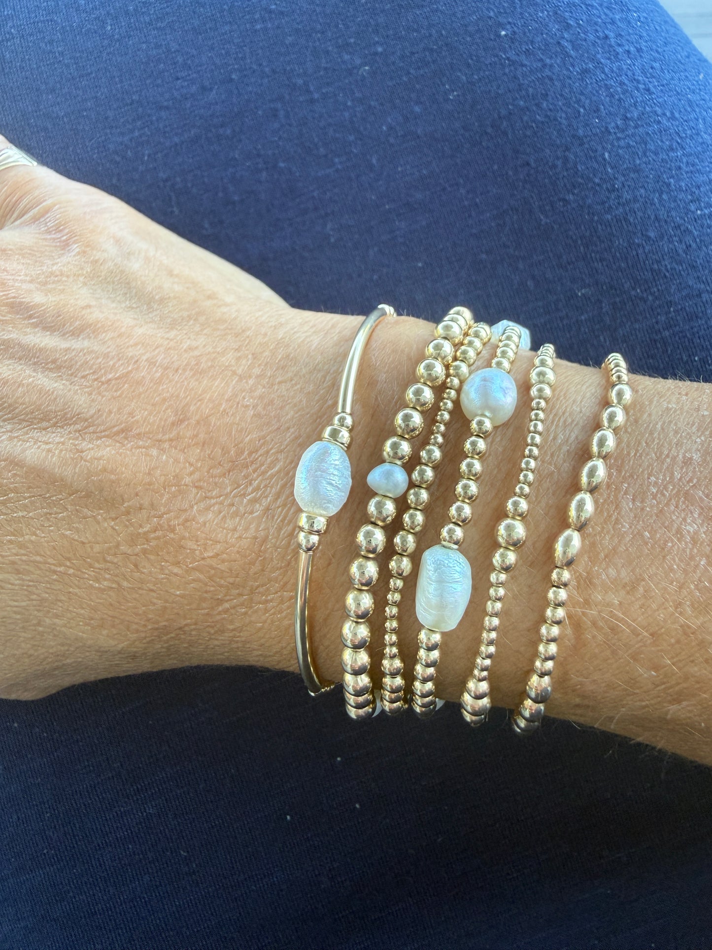 Gold Bangle Beaded Bracelet ~ Chloe