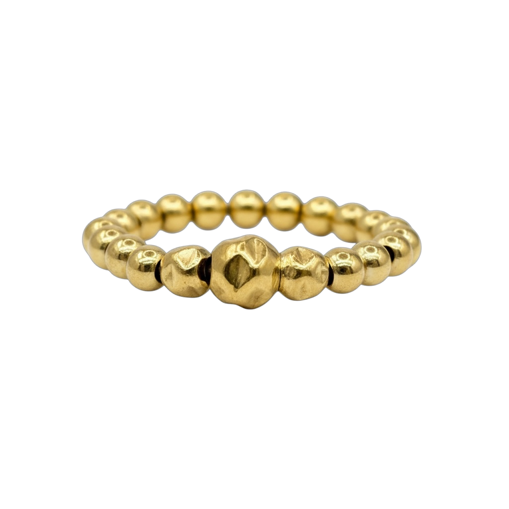 Rapunzel Ring ~ Gold Hammered 4mm | 3mm | 2.5mm Beaded Ring