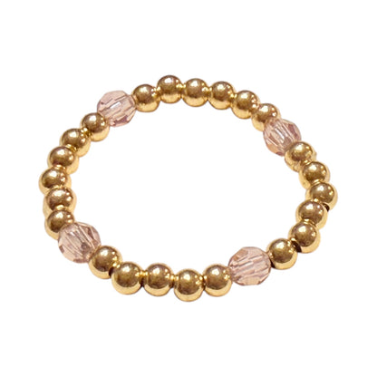 Swarovski Crystal Ring ~ Gold 2.5mm | 3mm Crystal Beaded Ring