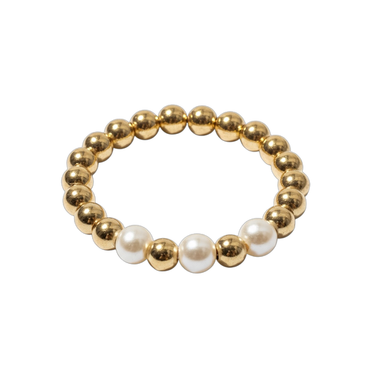 Ariel Ring ~ Gold 2.5mm | Pearl 3mm Beaded Ring